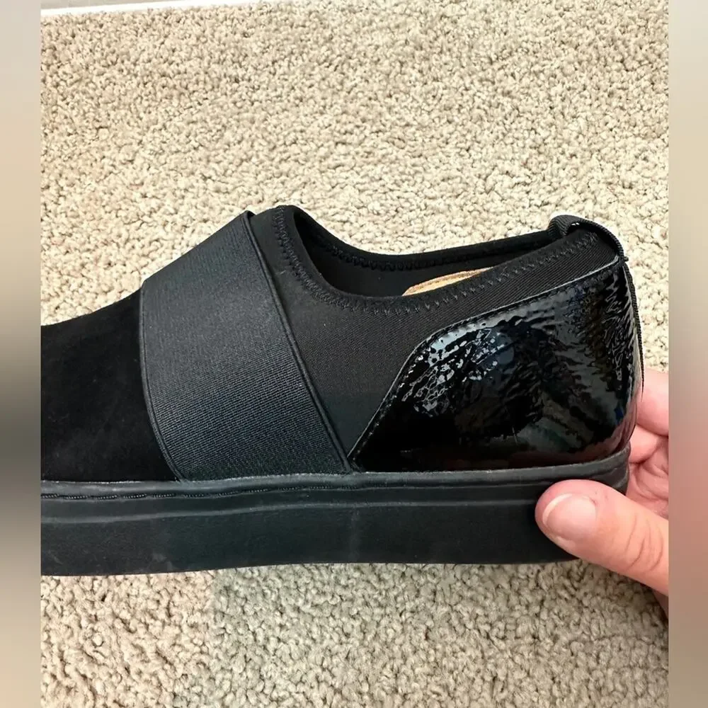 NATURALIZER Cassey Black Slip On Sneakers Suede Comfort Platform Shoes | Size 10